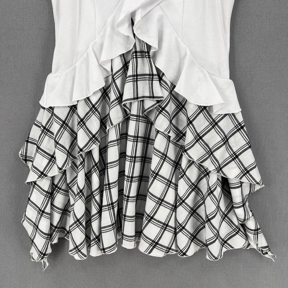 OPENING CEREMONY Dress Womens Small White Black Sleeve Plaid Ruffle Skater NWT - Picture 6 of 16